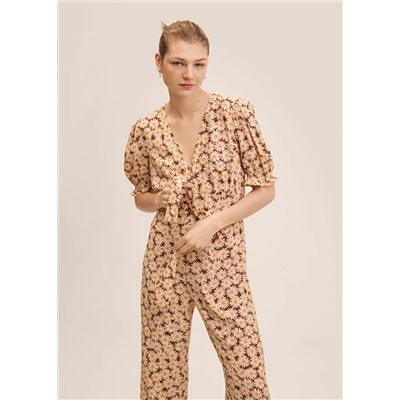 Mono estampado manga abullonada -  Mujer | MANGO OUTLET España