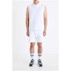 Sudadera con capucha sin mangas - Blanco