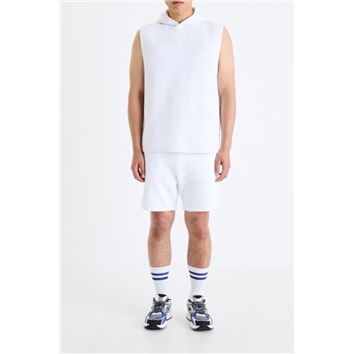Sudadera con capucha sin mangas - Blanco