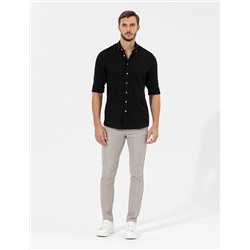 Kahverengi Slim Fit Beli Lastikli Kanvas Pantolon