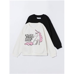 2-PACK OF CONTRAST PLAIN AND PRINTED SWEATSHIRTS