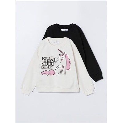 2-PACK OF CONTRAST PLAIN AND PRINTED SWEATSHIRTS