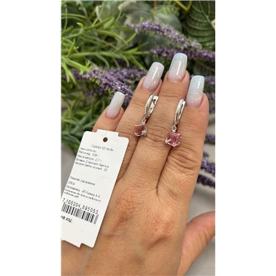 0072с-223 Серьги 2 Кристалл Swarovski Австрия Светло-розовый 1,020