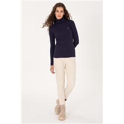 Kadın Mürdüm Balıkçı Yaka Sweatshırt