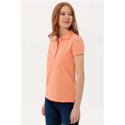 Kadın Somon Basic Polo Yaka Tişört