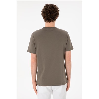 Erkek Regular Fit Bisiklet Yaka Vizon Basic Tişört