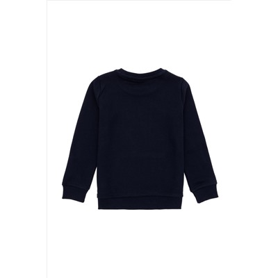 Erkek Çocuk Lacivert Basic Bisiklet Yaka Sweatshirt