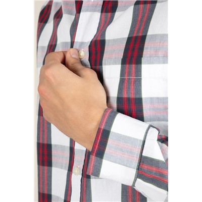 Camisa regular fit Blanco y verde