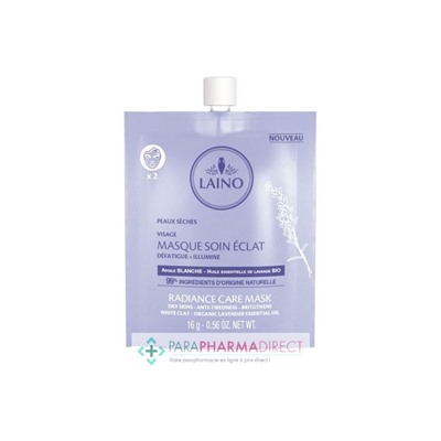 Laino Masque Soin Eclat Argile Blanche & HE Lavande BIO Peaux Sèches 16g