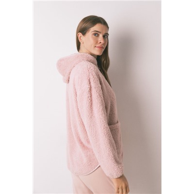 Bata corta tejido pelo rosa lurex