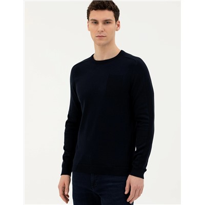 Koyu Lacivert Slim Fit Kazak