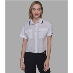 SHORT SLEEVE PIPED CAMP POPLIN SHIRT