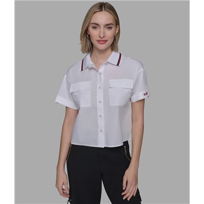 SHORT SLEEVE PIPED CAMP POPLIN SHIRT