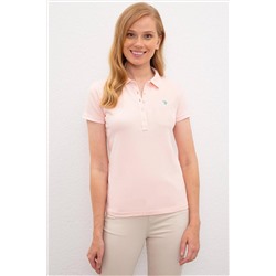 Kadın Açık Pembe Basic Polo Yaka Tişört
