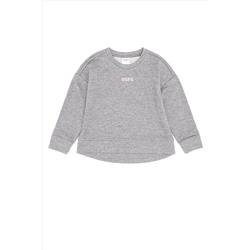 Çocuk Gri Melanj Basic Bisiklet Yaka Sweatshirt