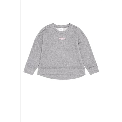 Çocuk Gri Melanj Basic Bisiklet Yaka Sweatshirt