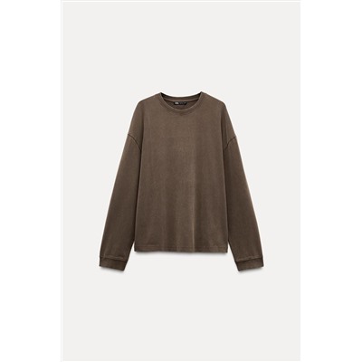 FADED-EFFECT T-SHIRT WITH LONG SLEEVES
