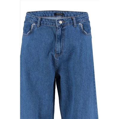 Mavi Yüksek Bel Geniş Kesim Jeans TBBAW23CJ00020