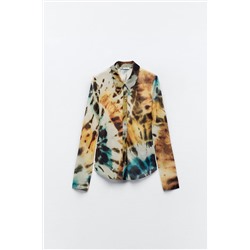TIE-DYE PRINT TULLE SHIRT