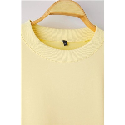 Sarı Alttan T-Shirt Çıkma Görünümlü İnce Örme Büyük Beden Sweatshirt TBBAW23AO00023