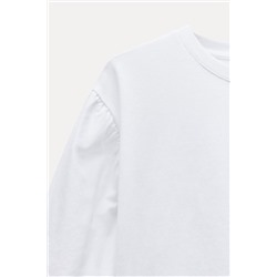 CONTRAST PUFF SLEEVE T-SHIRT