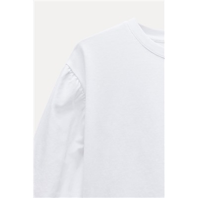 CONTRAST PUFF SLEEVE T-SHIRT