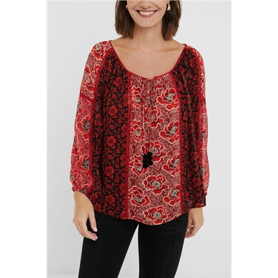 Blusa loose cuello barco flores