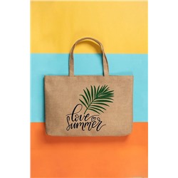 Ocean Home Textile Love Summer Baskılı Jüt Plaj Alışveriş Omuz Kol Çantası 50x40x8 OCH.019.BBE.002