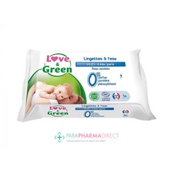 Love&Green Lingettes à l'Eau BIO Peaux Sensibles x56
