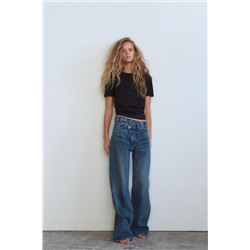 JEANS TRF WIDE LEG CINTURA CRUZADA TIRO ALTO