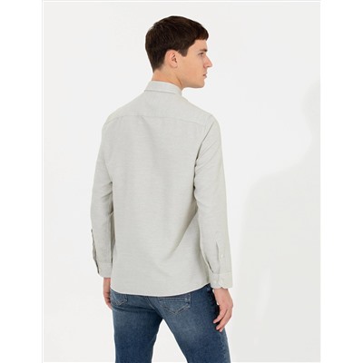 Haki Slim Fit Uzun Kollu Gömlek