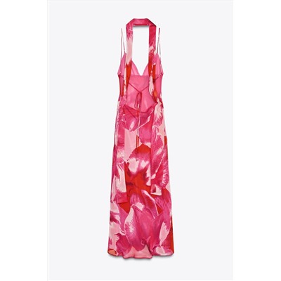 LONG PRINTED FOULARD DRESS