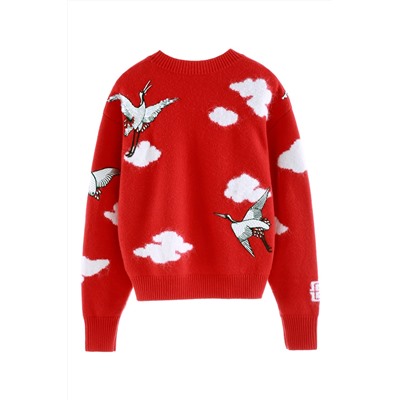 Jersey de lana y cachemir Rojo