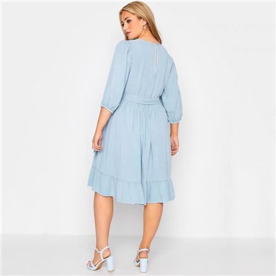 Парящее летнее  платье  Plus Size  В красивом нежно голубом цвете 💙