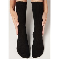 Kurze Socken in Rippe mit Wolle und Kaschmir