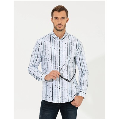 Lacivert Regular Fit Uzun Kollu Gömlek