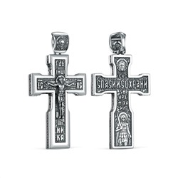 Крест из чернёного серебра - Распятие, Спаc Неpукотвоpный, Спаси и сохрани, Архангел Михаил ПК-038-3ч