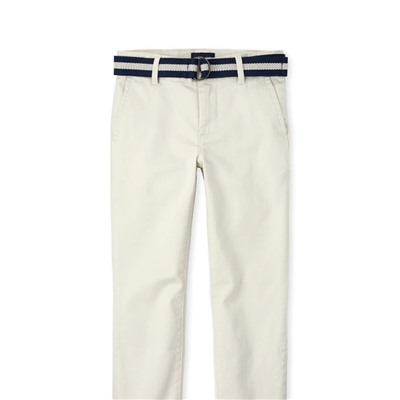 Boys Belted Stretch Chino Pants