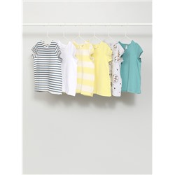 PACK DE 6 CAMISETAS LISAS Y ESTAMPADAS DE MANGA CORTA