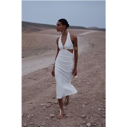 BEADED TEXTURED MIDI DRESS