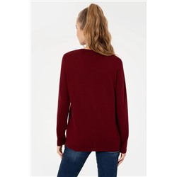 Kadın Bordo Basic Triko Hırka