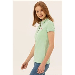 Kadın Mint Basic Polo Yaka Tişört