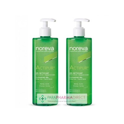 Noreva Actipur Gel Nettoyant Peaux Sensibles à Imperfections 2x400mlLot  × 2