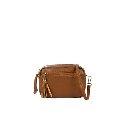 Bandolera de piel Camel