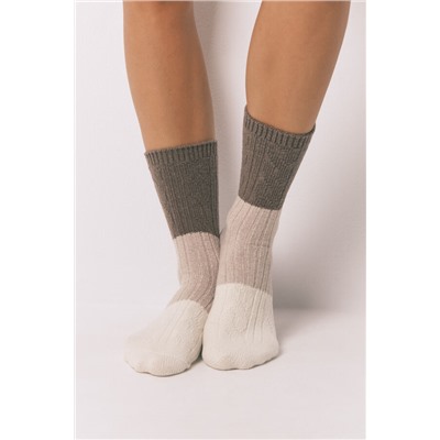 Calcetines largos textura mix beige