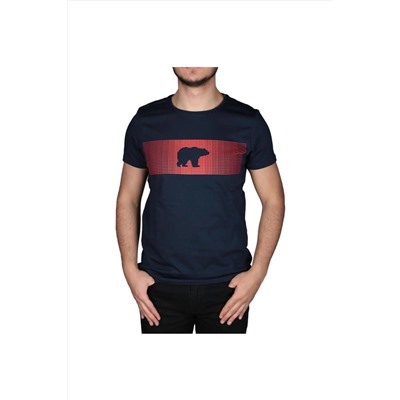 Bad Bear, Fancy Erkek Lacivert Baskılı Bisiklet Yaka Tişört