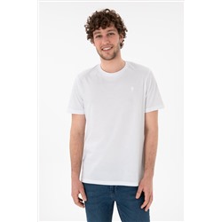Erkek Regular Fit Bisiklet Yaka Beyaz Basic Tişört