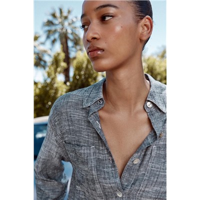 CAMISA CROP BOLSILLOS