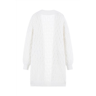 Cárdigan largo de lana, mohair y alpaca Blanco