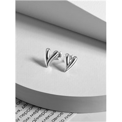 Серьги-пусеты из серебра родированные - Сердца С-7578р